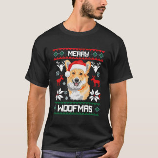 Pembroke Welsh Corgi Gift For Merry Christmas Woof T-Shirt
