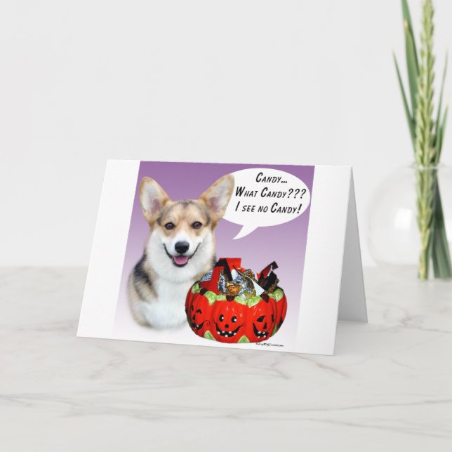 Pembroke Welsh Corgi Halloween Candy Card (Front)