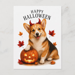 Pembroke Welsh Corgi Halloween Postcard