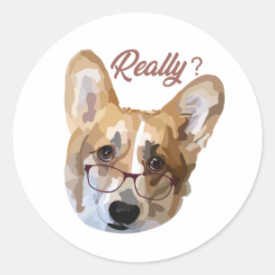 Pembroke Welsh Corgi Hand Drawn Digital Art Classic Round Sticker