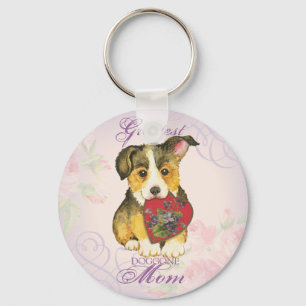 Pembroke Welsh Corgi Heart Mom Keychain