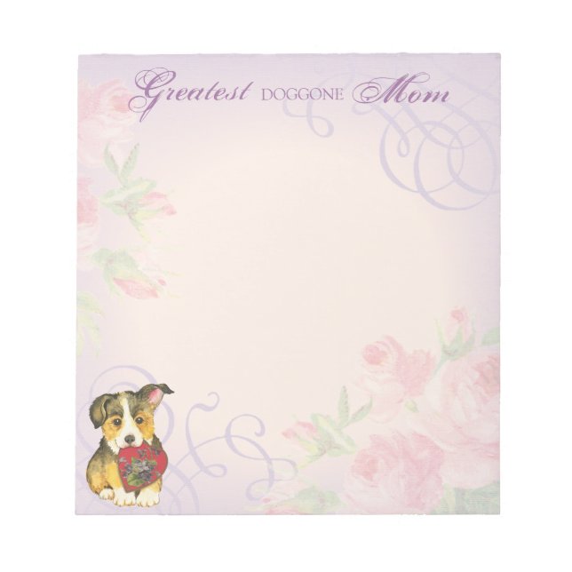 Pembroke Welsh Corgi Heart Mom Notepad (Front)