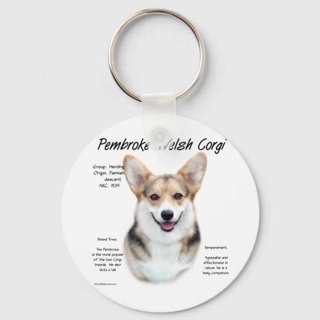 Pembroke Welsh Corgi History Design Keychain (Front)