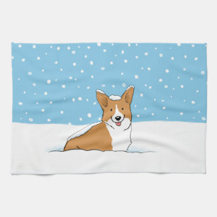 Pembroke Welsh Corgi - Holiday Snow Dog Kitchen Towel