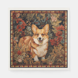 Pembroke Welsh Corgi in a Victorian Flower Garden Napkin