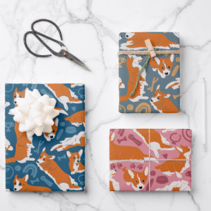 Pembroke Welsh Corgi in three colours Wrapping Pap Wrapping Paper Sheet