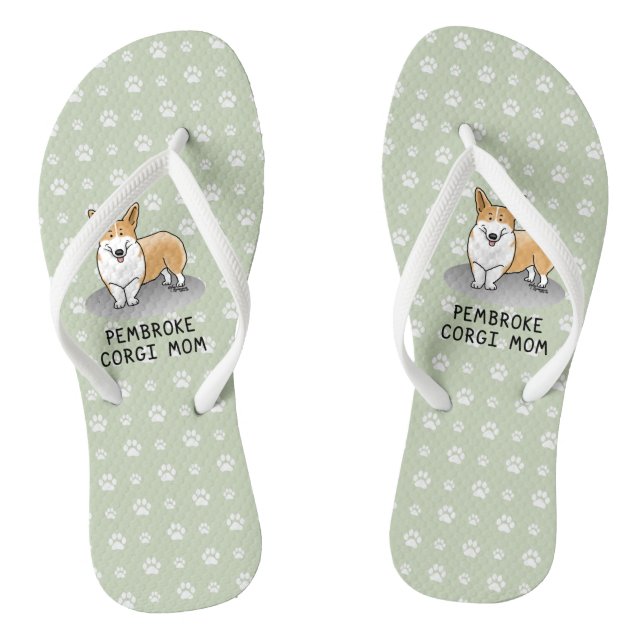 Pembroke Welsh Corgi Mom (red 1) Dog Mom Cute Flip Flops (Footbed)