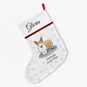 Pembroke Welsh Corgi Mom (red 1) Dog Mom Cute Large Christmas Stocking