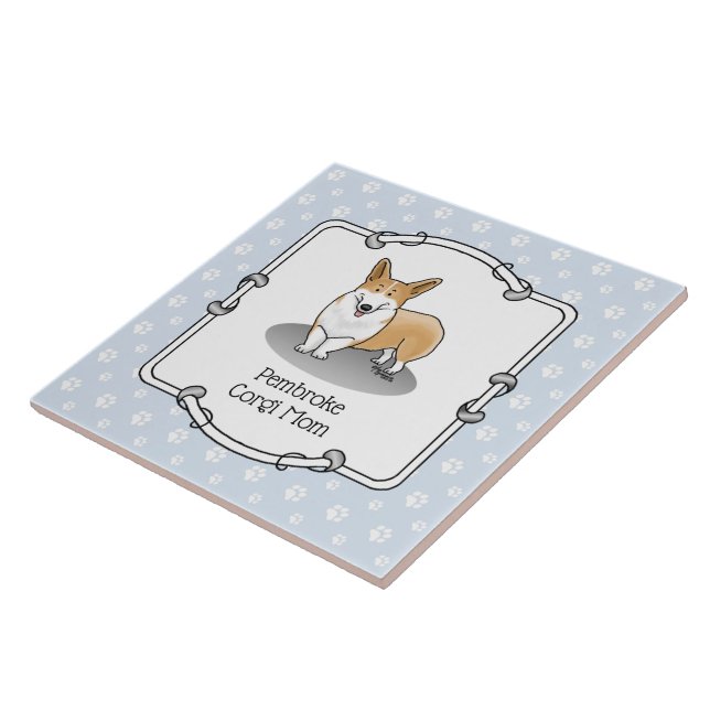 Pembroke Welsh Corgi Mom (red 1) Dog Mom Cute Tile (Side)