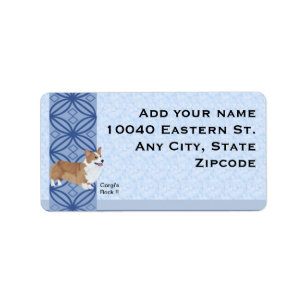 Pembroke Welsh Corgi on blue print Label