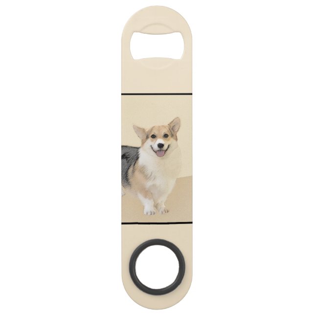 Pembroke Welsh Corgi Painting - Original Dog Art Bar Key (Back)