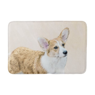 Pembroke Welsh Corgi Painting - Original Dog Art Bath Mat