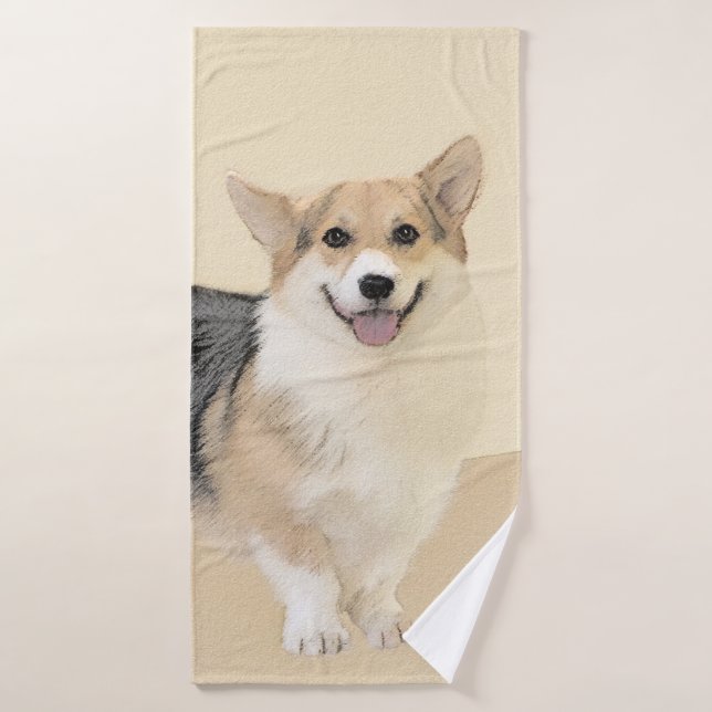 Pembroke Welsh Corgi Painting - Original Dog Art Bath Towel Set (Bath Towel)