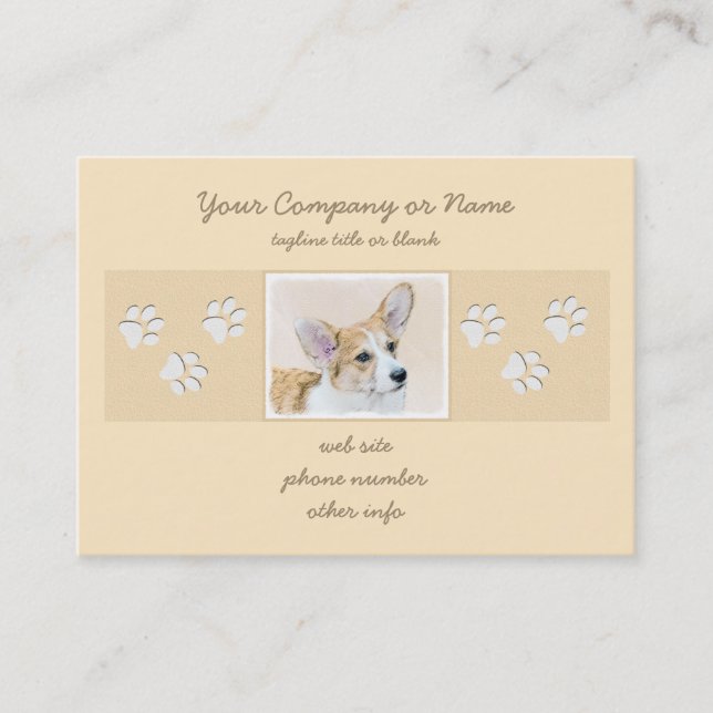 Pembroke Welsh Corgi Painting - Original Dog Art Business Card (Front)