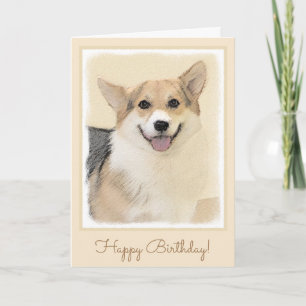 Pembroke Welsh Corgi Painting - Original Dog Art Card