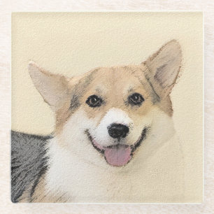 Pembroke Welsh Corgi Painting - Original Dog Art Glass Coaster
