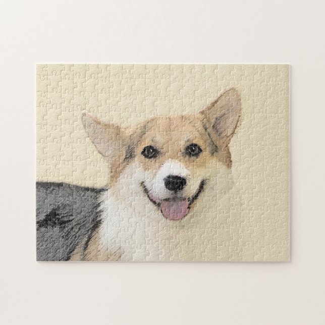Pembroke Welsh Corgi Painting - Original Dog Art Jigsaw Puzzle (Horizontal)
