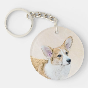 Pembroke Welsh Corgi Painting - Original Dog Art Keychain