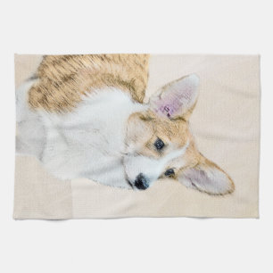 Pembroke Welsh Corgi Painting - Original Dog Art Kitchen Towel