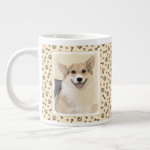 Pembroke Welsh Corgi Painting - Original Dog Art Large Coffee Mug