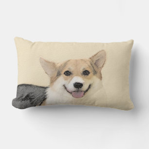 Pembroke Welsh Corgi Painting - Original Dog Art Lumbar Pillow
