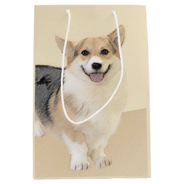Pembroke Welsh Corgi Painting - Original Dog Art Medium Gift Bag (Front)