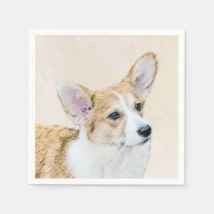 Pembroke Welsh Corgi Painting - Original Dog Art Napkin