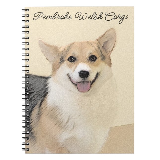 Pembroke Welsh Corgi Painting - Original Dog Art Notebook (Front)