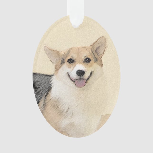 Pembroke Welsh Corgi Painting - Original Dog Art Ornament (Front)