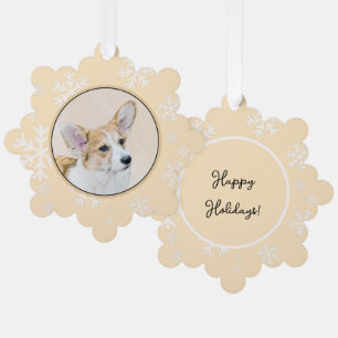 Pembroke Welsh Corgi Painting - Original Dog Art Ornament Card