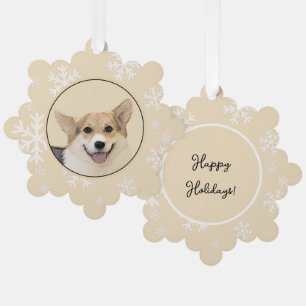 Pembroke Welsh Corgi Painting - Original Dog Art Ornament Card