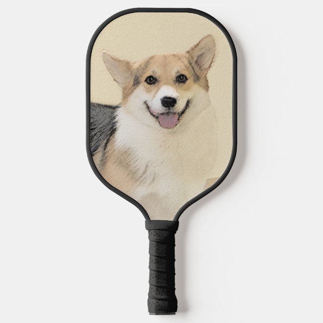 Pembroke Welsh Corgi Painting - Original Dog Art Pickleball Paddle (Front)
