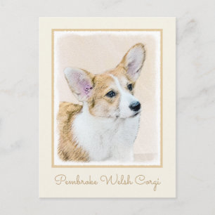 Pembroke Welsh Corgi Painting - Original Dog Art Postcard
