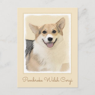 Pembroke Welsh Corgi Painting - Original Dog Art Postcard