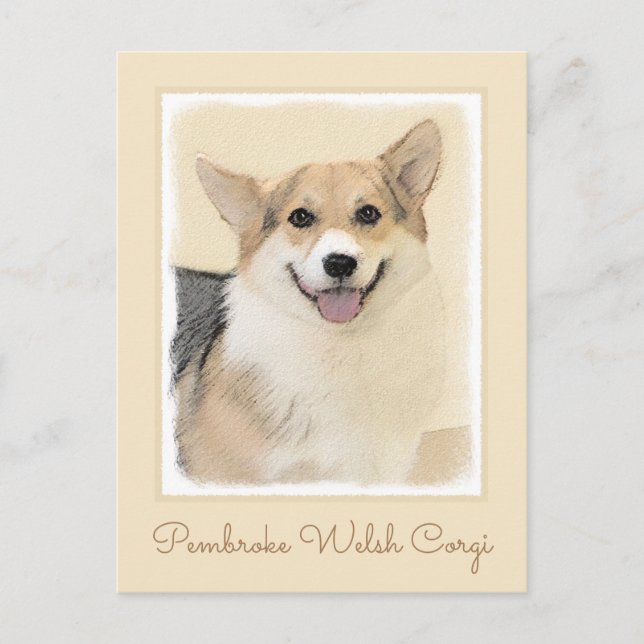 Pembroke Welsh Corgi Painting - Original Dog Art Postcard (Front)