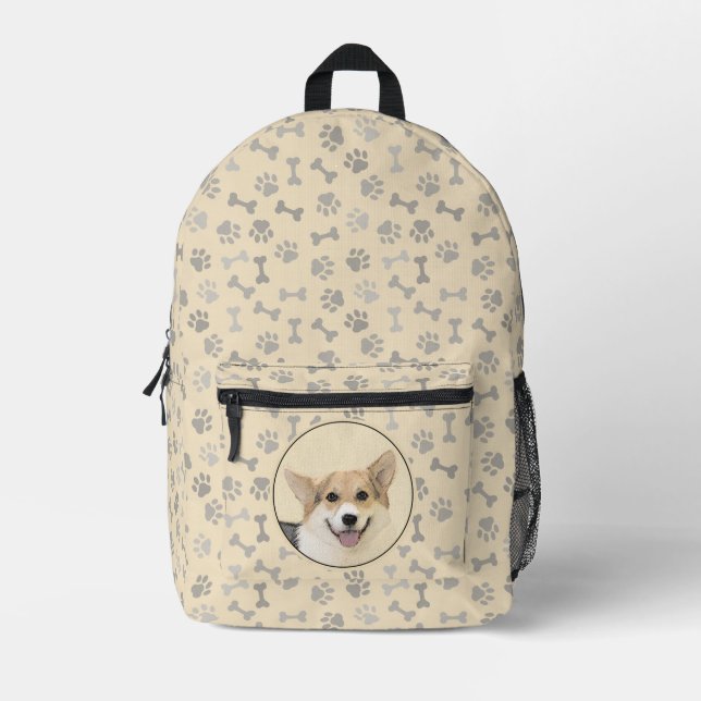 Pembroke Welsh Corgi Painting - Original Dog Art Printed Backpack (Front)