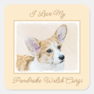 Pembroke Welsh Corgi Painting - Original Dog Art S Square Sticker