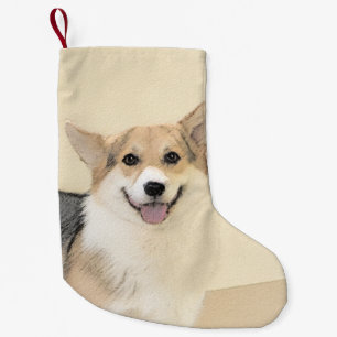 Pembroke Welsh Corgi Painting - Original Dog Art Small Christmas Stocking
