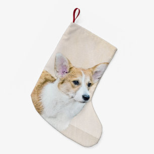 Pembroke Welsh Corgi Painting - Original Dog Art Small Christmas Stocking