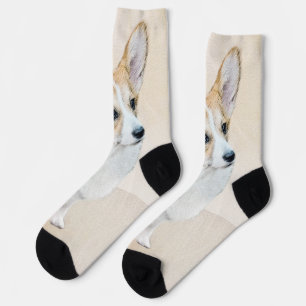 Pembroke Welsh Corgi Painting - Original Dog Art Socks