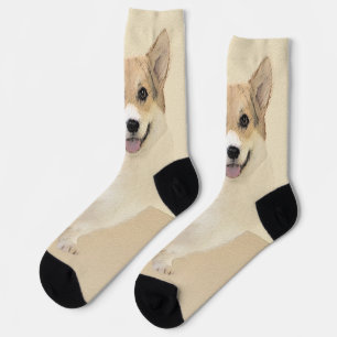 Pembroke Welsh Corgi Painting - Original Dog Art Socks