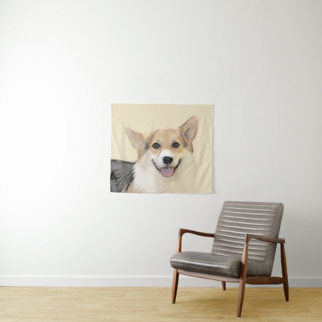 Pembroke Welsh Corgi Painting - Original Dog Art Tapestry (In Situ (Horizontal))