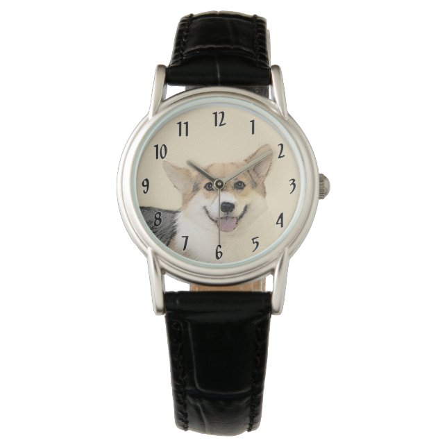 Pembroke Welsh Corgi Painting - Original Dog Art Watch (Front)