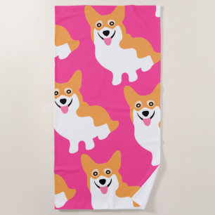 Pembroke Welsh Corgi Pattern Beach Towel