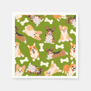 Pembroke Welsh Corgi Pattern Green Napkin