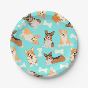 Pembroke Welsh Corgi Pattern Paper Plate