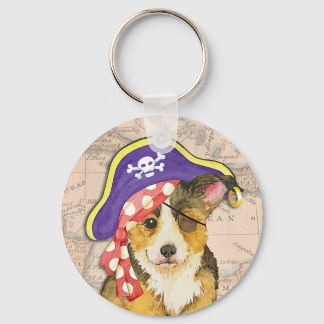 Pembroke Welsh Corgi Pirate Keychain (Front)