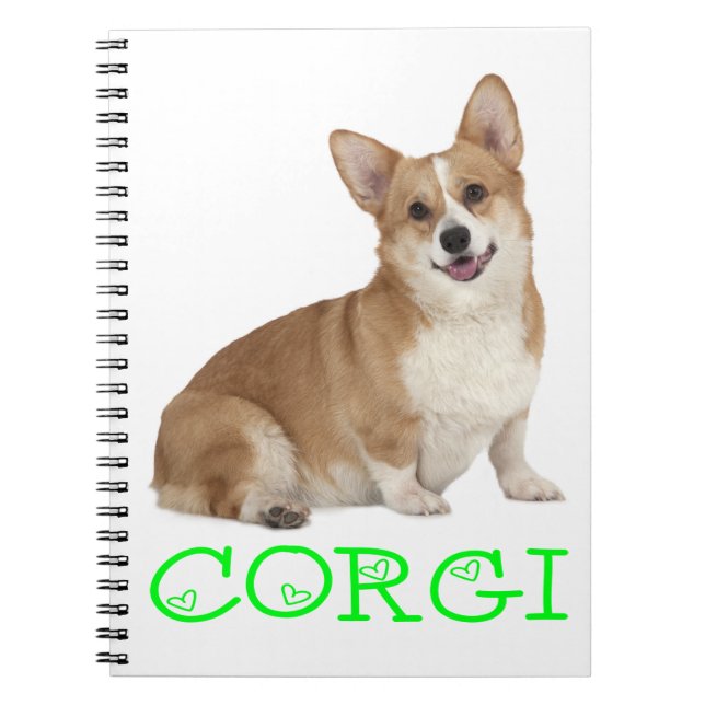 Pembroke Welsh Corgi Puppy Dog Lime Green Love Notebook (Front)