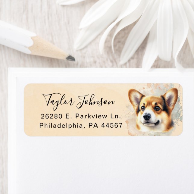 Pembroke Welsh Corgi Return Address Label (Insitu)