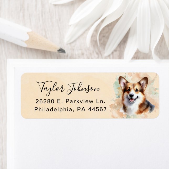 Pembroke Welsh Corgi Return Address Label (Insitu)